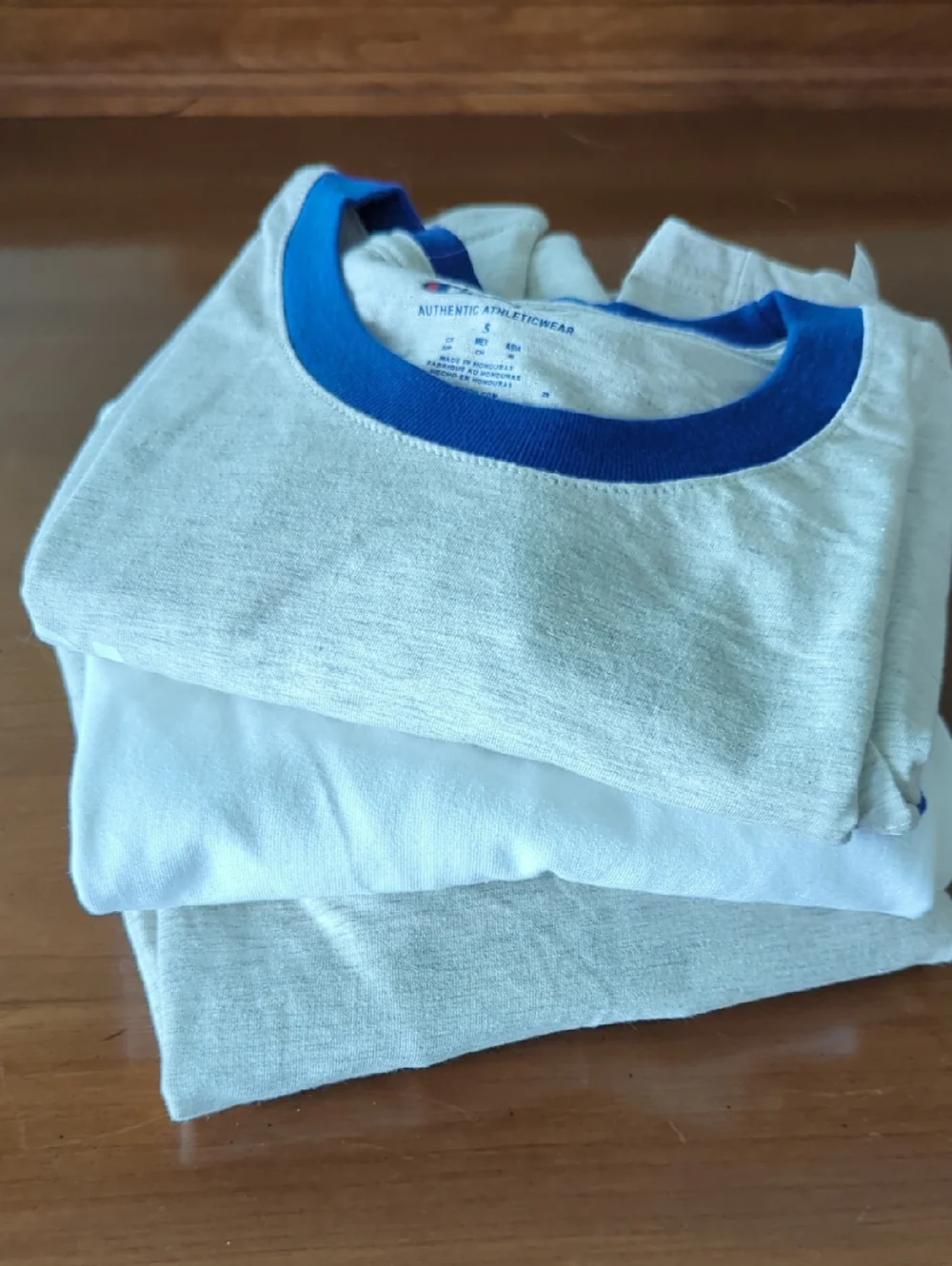 3 Champion Crewneck Tee Pack in Cream, White and Navy Trim - Picture 12 of 12